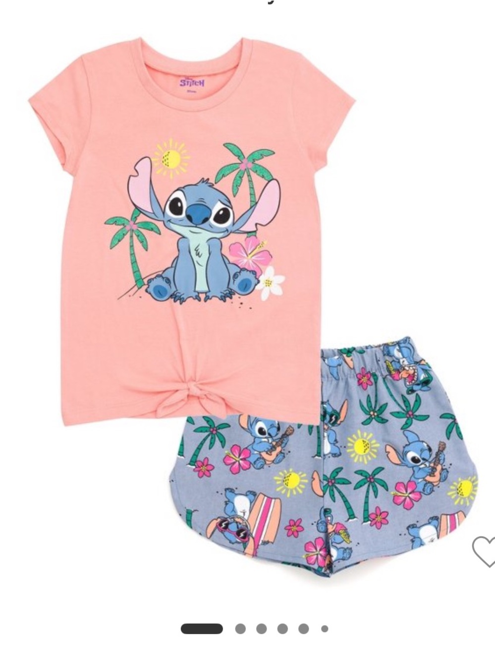 Disney Pink Tie-Front Tee and Blue Printed Shorts Set